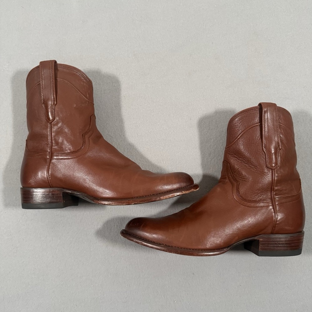 Tecovas The Dean Bourbon Brown Leather Zip Cowboy Boots Mens 10.5D Western 1012